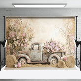 Lofaris Boho Spring Truck Floral Art Backdrop For Photography